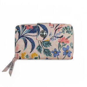 Vera Bradley RFID Turnlock Double Zip ID Case Wallet Coin Paradise Coral NWT